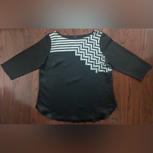Ann Taylor Black geometric pattern blouse